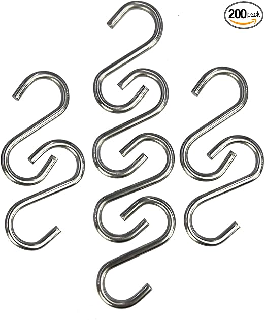 200Pcs 1 Inch Stainless Steel S Hook Curtain Hanging Connectors Mini S Shaped Hangers Ornament for DIY Jewelry Chain Hardware Pet Name Tag Lure and Assembly DIY Crafts Doll House Towel Hook Key Ring