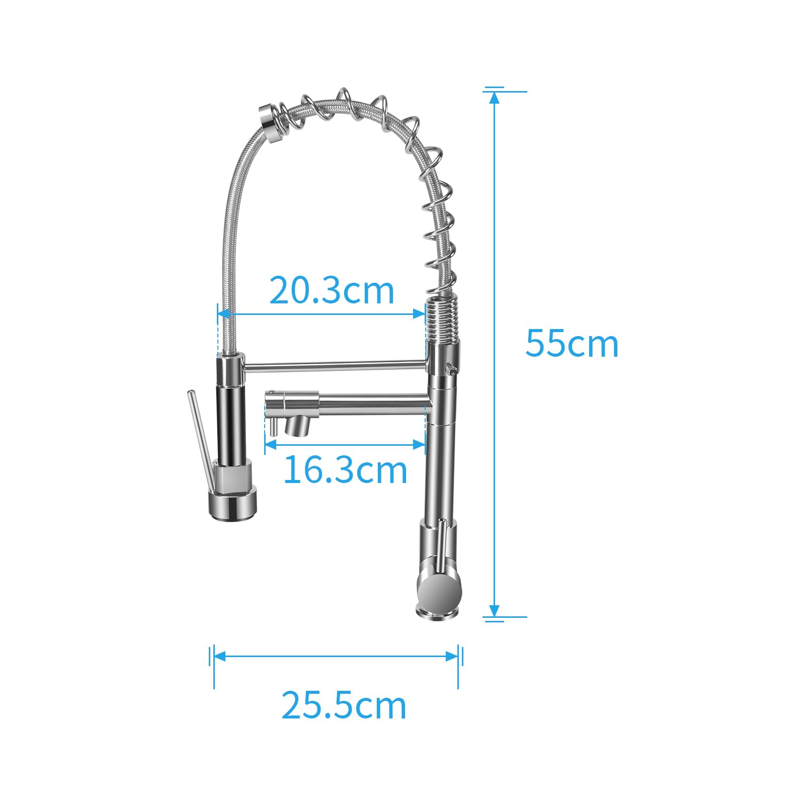 Grifo de cocina, grifo con ducha extraíble giratorio de 360 grados, fregadero de arco alto, pulverizador escalable, 2 modos, plateado cepillado