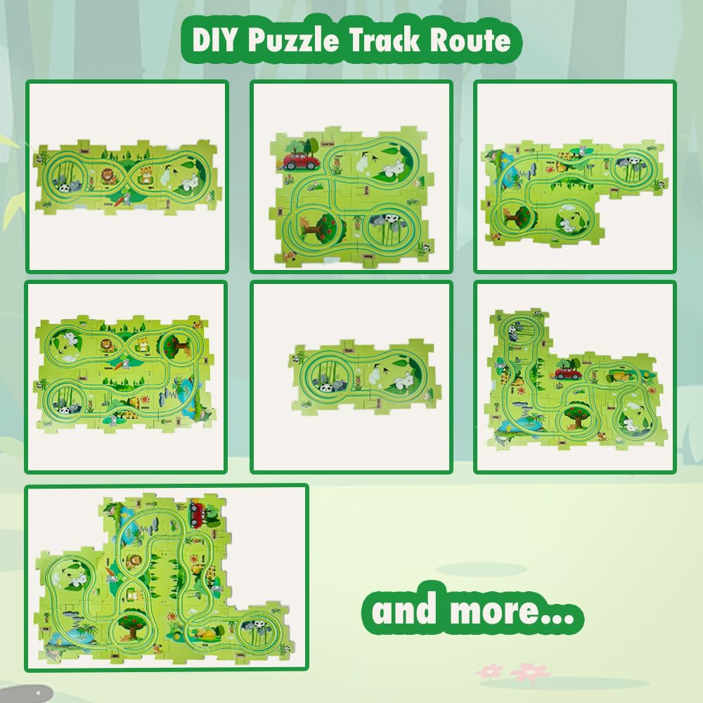 Pista Macchinine per Bambini DIY Pista del Puzzl DIY Rotta Gioco Giocattolo Educativi Regalo Giochi Bambini 2 3 4 5 6 Anni(Terra)
