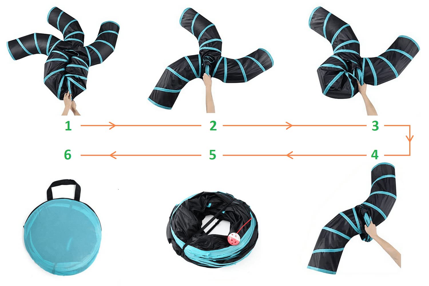 Túneles para gatos, hurón, conejo, conejo, tubos, hábitats de metro, estilo S, bricolaje para gatos, casa de campaña, juguete interactivo para gatitos (tipo S: tubos de 5 vías)