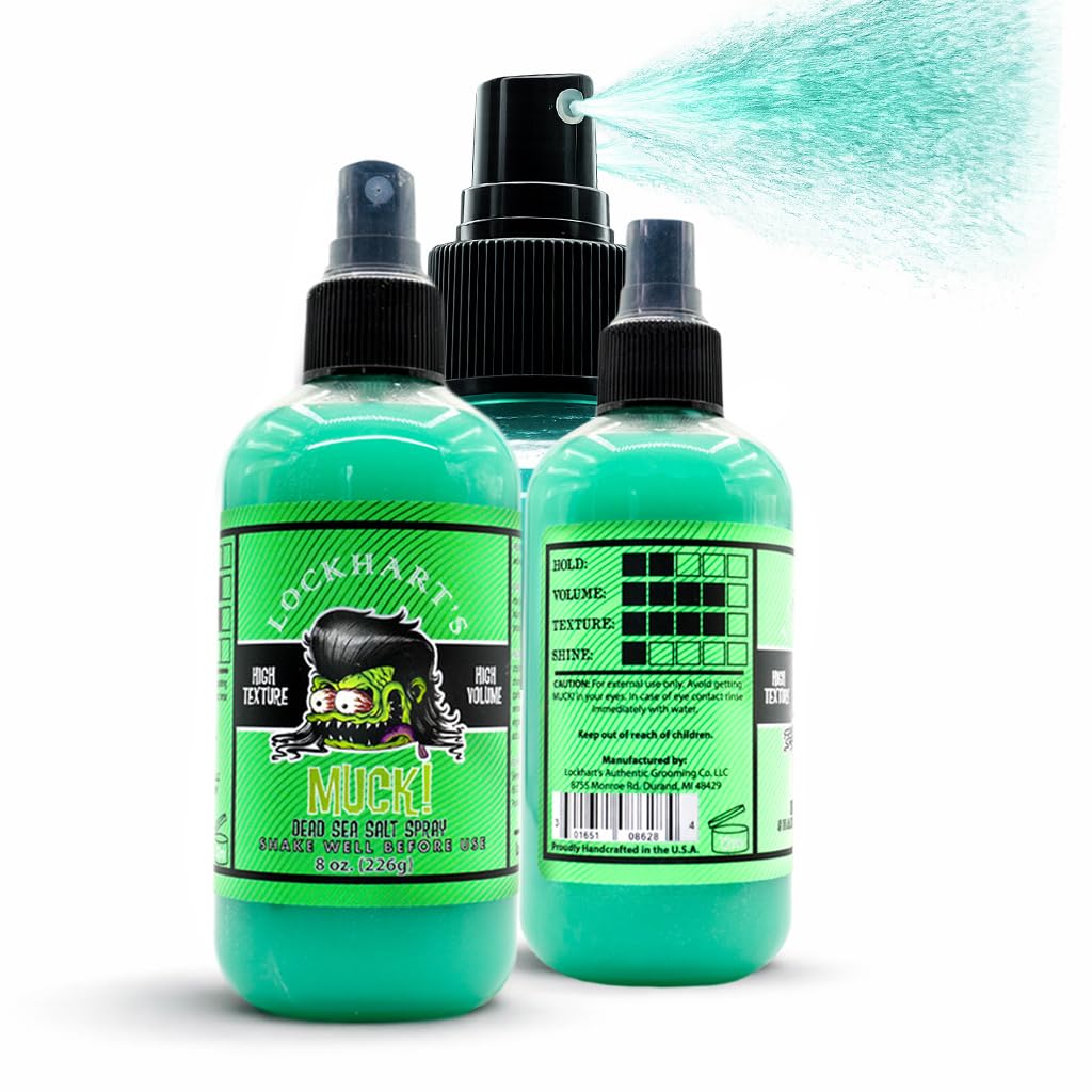 Lockhart's Handcrafted MUCK - Dead Sea Salt Hair Styling Spray For Men - With DHT Shield - Medium Hold - Matte Finish (8.0oz.)