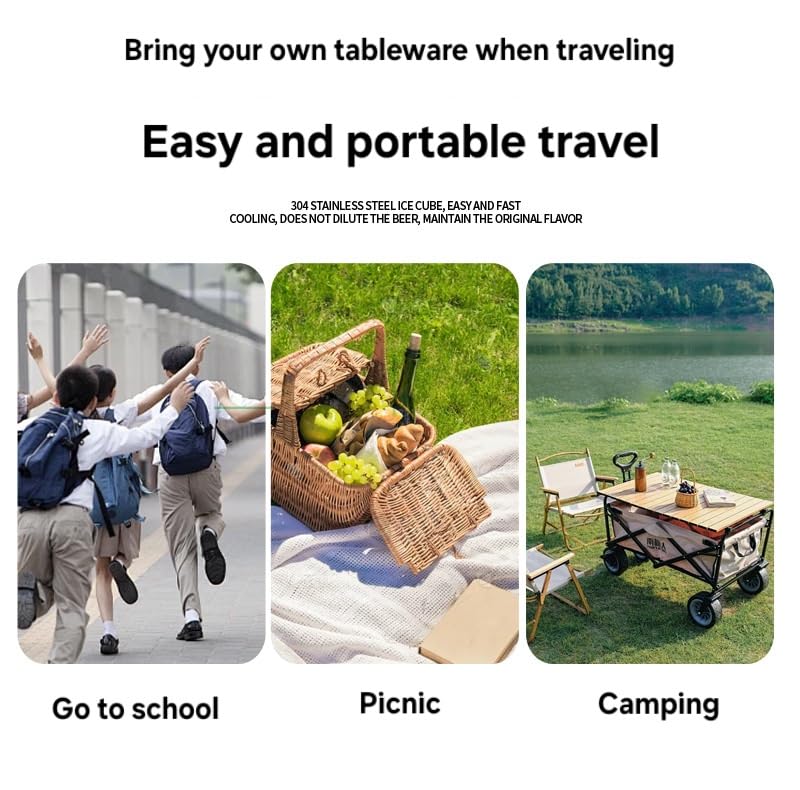 Image of 3-Piece Portable Cutlery Set - Metal Spoon, Fork & Chopsticks with Plastic Handle and Travel Box for Lunch Box, Office, School & Home (Blue)