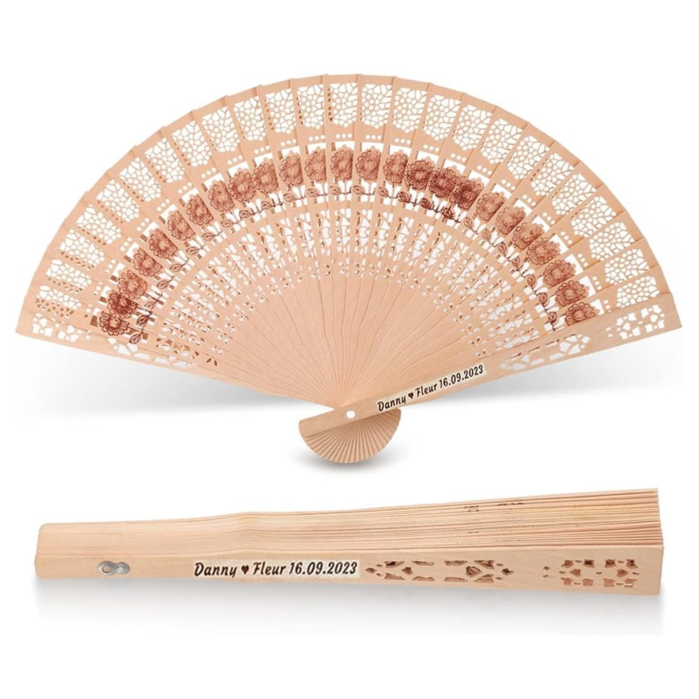 20 Pzs Abanicos De Madera Personalizados Y Grabados, Abanicos De Boda Personalizados para Invitados, Abanicos De Mano Portátiles para Fiestas Y Bodas, Decoración De Regalo De Boda