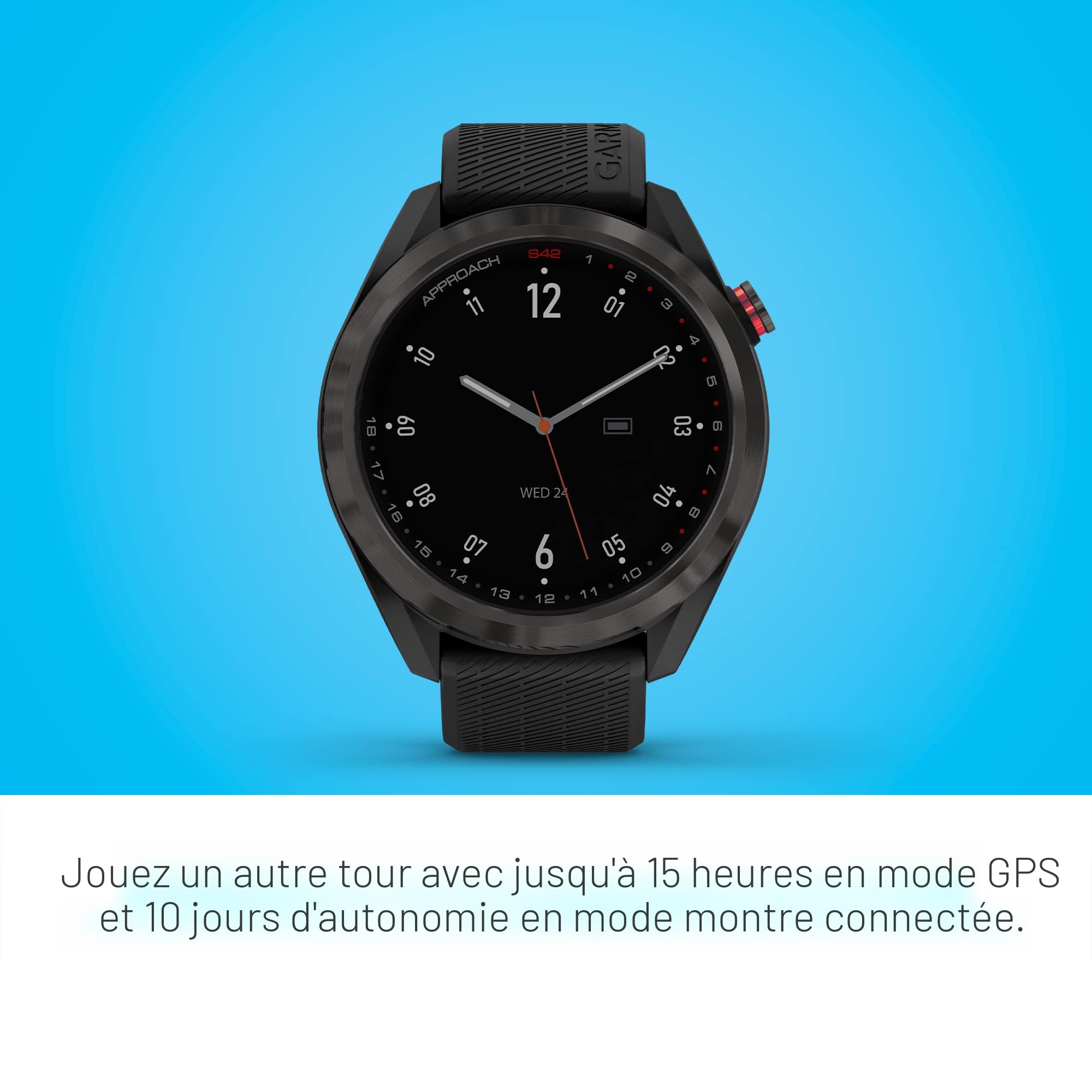 Garmin Approach S42, montre intelligente GPS de golf, légère avec