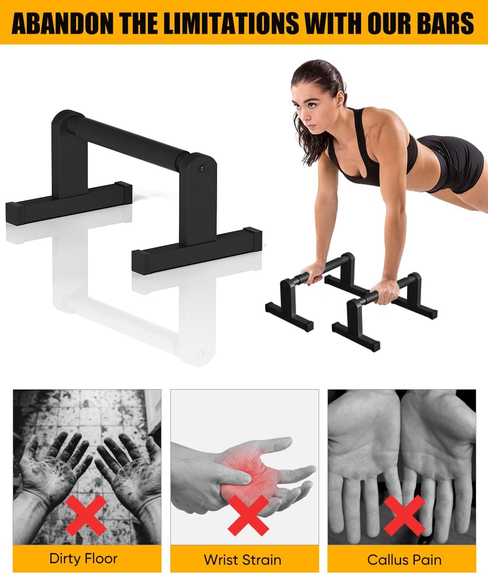 Push Up Bars | Heavey Duty Parallettes Dip Bar with Non-slip Grips for Calisthenics Planche L Sit Handstand Fitness Floor Workout, Pushup Station Handles Stand for Gym Strength Training - Image 3