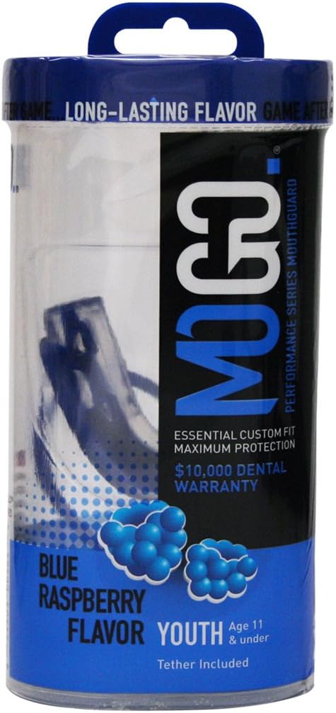 MoGo Sport Youth Blue Raspberry Flavored Mouthguard, Clear