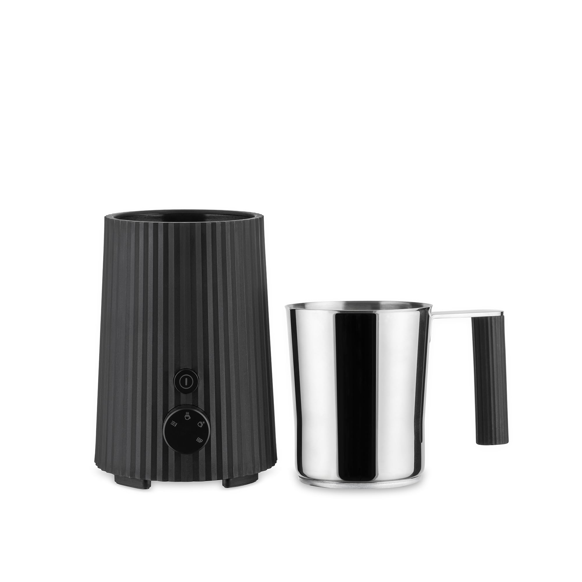 Alessi Plissé MDL13 B - Cappuccinatore Multifunzione ad Induzione, in Resina Termoplastica con Bricco in Acciaio Inossidabile, Spina Europea, 600 W, 35 cl, Nero