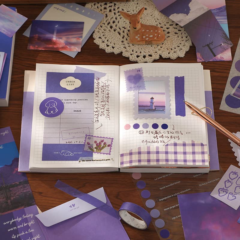 Image of Niwlix Aesthetic Scrapbook Kit, 346 Pcs, A6 Grid Notebook, Scrapbook /Background Papers, Folding Labels, Envelopes, Washi, Photo Frames, Calendar Stickers, DIY Gift Journaling Kit for Teen Girl Women