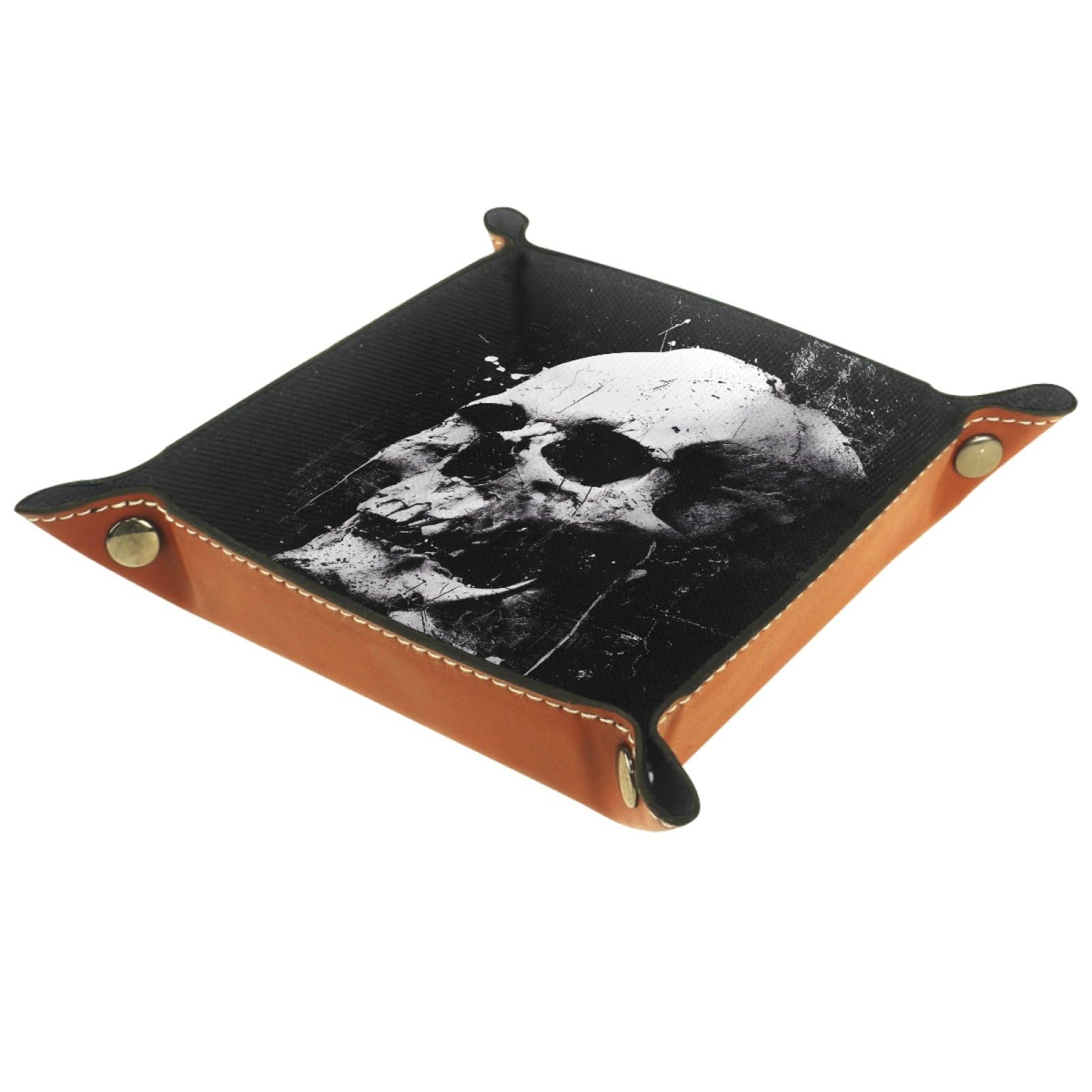 VAPOKF Skull Dice Tray, Folding Microfiber Leather Dice Holder for Dungeons and Dragons RPG Dice Gaming D&D and Other Table Games