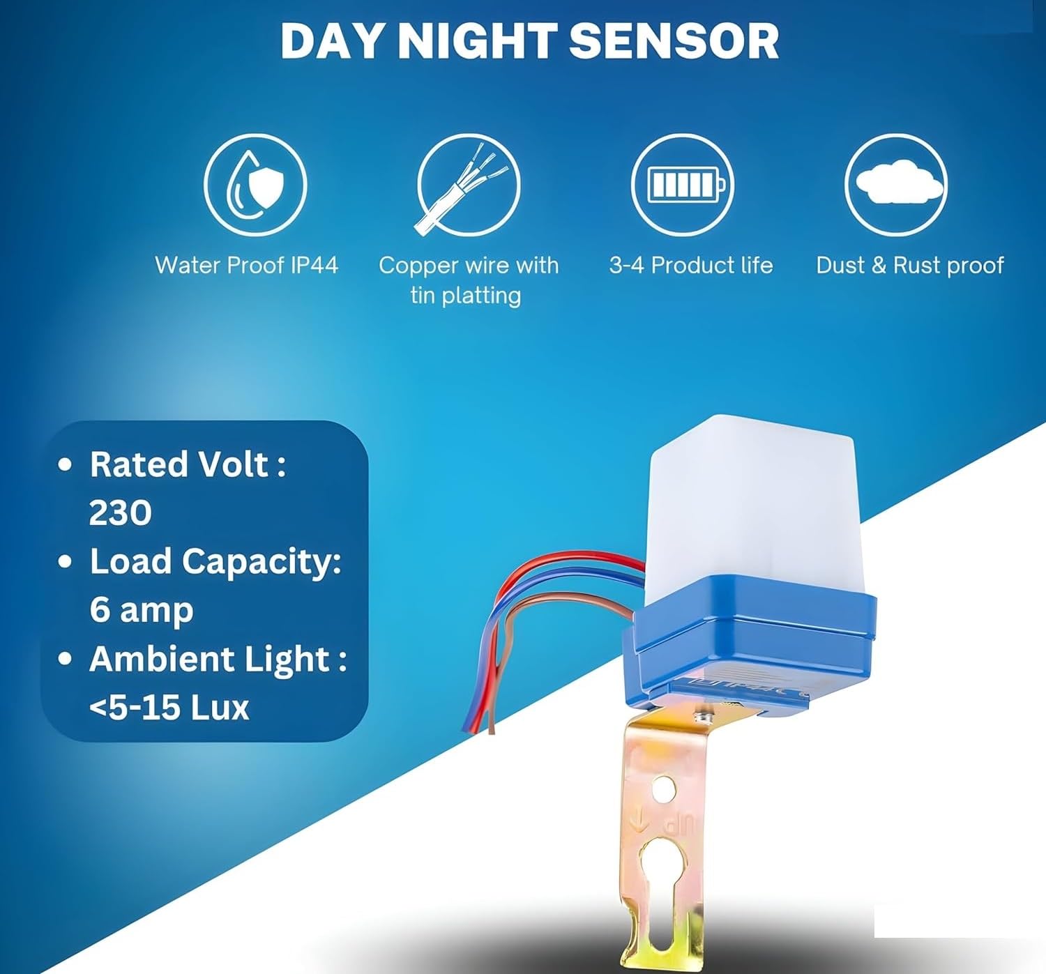 ROBOWAY 1Pcs Automatic Day Night Sensor Switch 220V, Photocell LDR Light Controller for Street Light, Outdoor Light, Home Use – Waterproof Auto On Off Switch (Pack of 1) — Amazon image 8