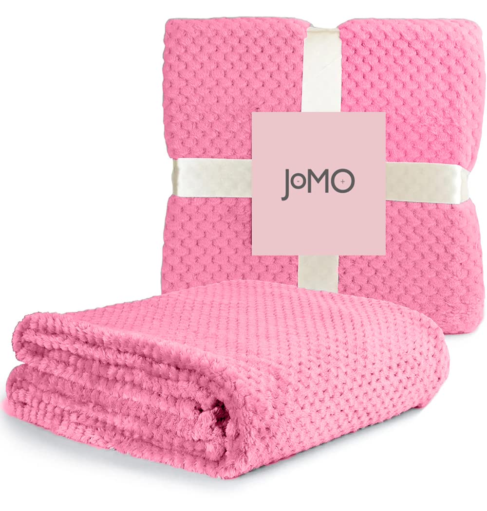 Striped Flannel Blanket Plush Throw Blanket Super Soft Flannel Blanket Single Size(160x220) For Bed and Sofas Warm and Comfortable (Pink)