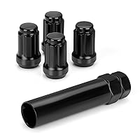 Vista 1 de dynofit Tuercas de rueda de 1/2x20, 4 tuercas de orejeta cromadas negras de 1/2''-20 del mercado de accesorios con 1 llave, asiento cónico/cono