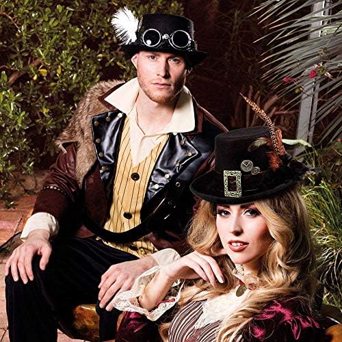Boland 54502 - Specspunk Hat with Glasses and Gears for Women, Black, Accessory, Headwear, Steampunk, 80s, Theme Party, Carnival one size