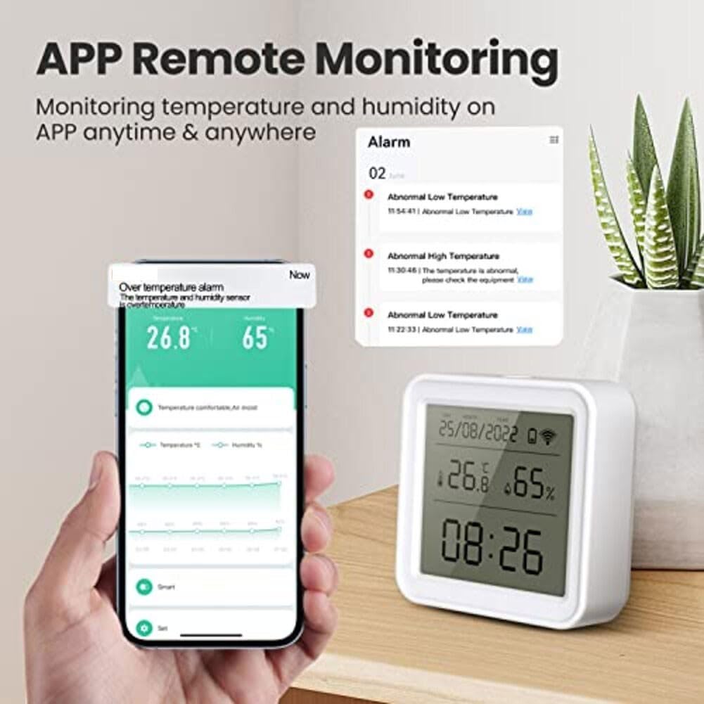 Sensores de humedad de temperatura inteligente LCD, para monitores de temperatura y humedad Zigbee, alertas inteligentes, exportación de datos