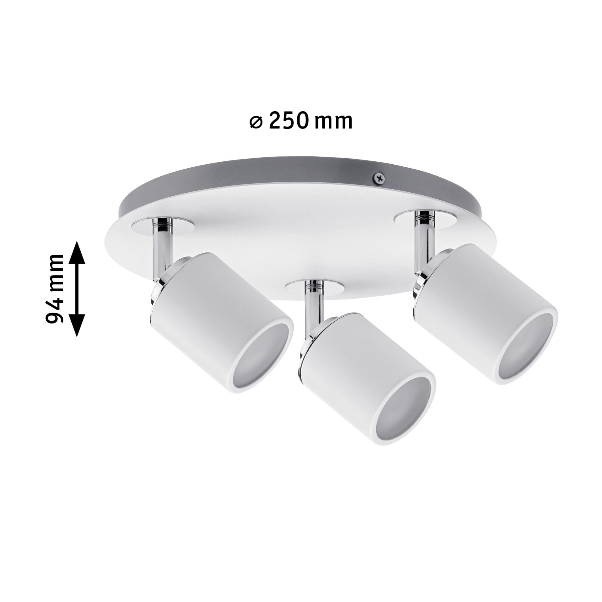 Paulmann 66719 Spotlight Tube IP44 Rondell max 3x10W GU10 Weiß/Chrom 230V Metall 667.19 Deckenleuchte Lampe LED Deckenlamp ohne Leuchtmittel