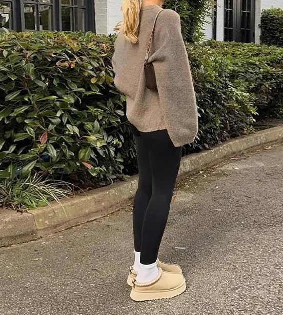 Women Solid Round Neck Sweater Pullover Casual Long Sleeve Loose Warm Knitwear Jumpers Top3