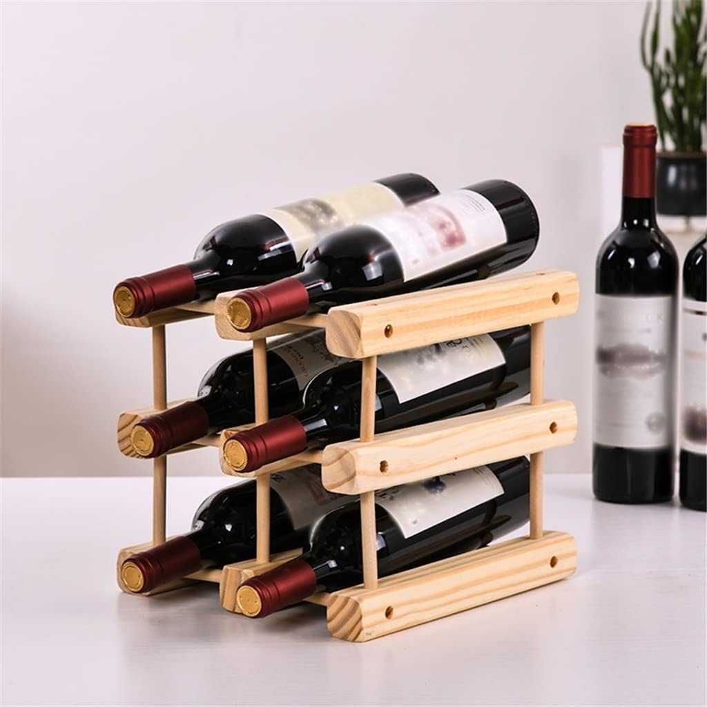 Household Wine Rack Classical Fixed Wooden Bottle Storage Bar Display