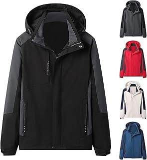 Duohropke Bicycle Rain Jacket Men's Winter Plus Size Raincoat Wind Jacket Rain Coat Waterproof Breathable Raincoat with Hood Transition Jackets Softshell Jacket