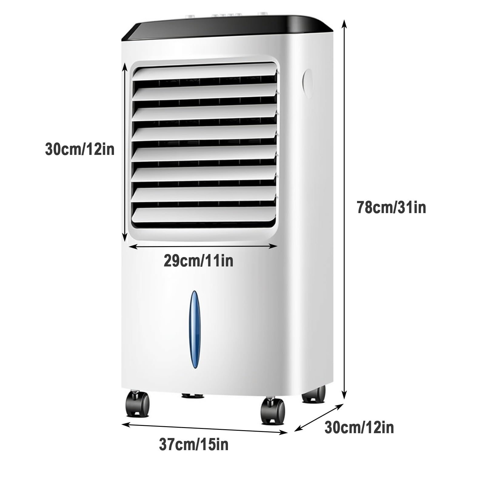 Aire Acondicionado Portátil Sin Tubo, Acondicionador de Aire 80W, Oscilación 120°, 3 Veloc, 37x30x78 cm, para Habitación