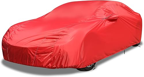 Coverado Funda impermeable para automóvil para todo tipo de clima, fundas para automóviles al aire libre con bolsillo para espejo con cremallera,