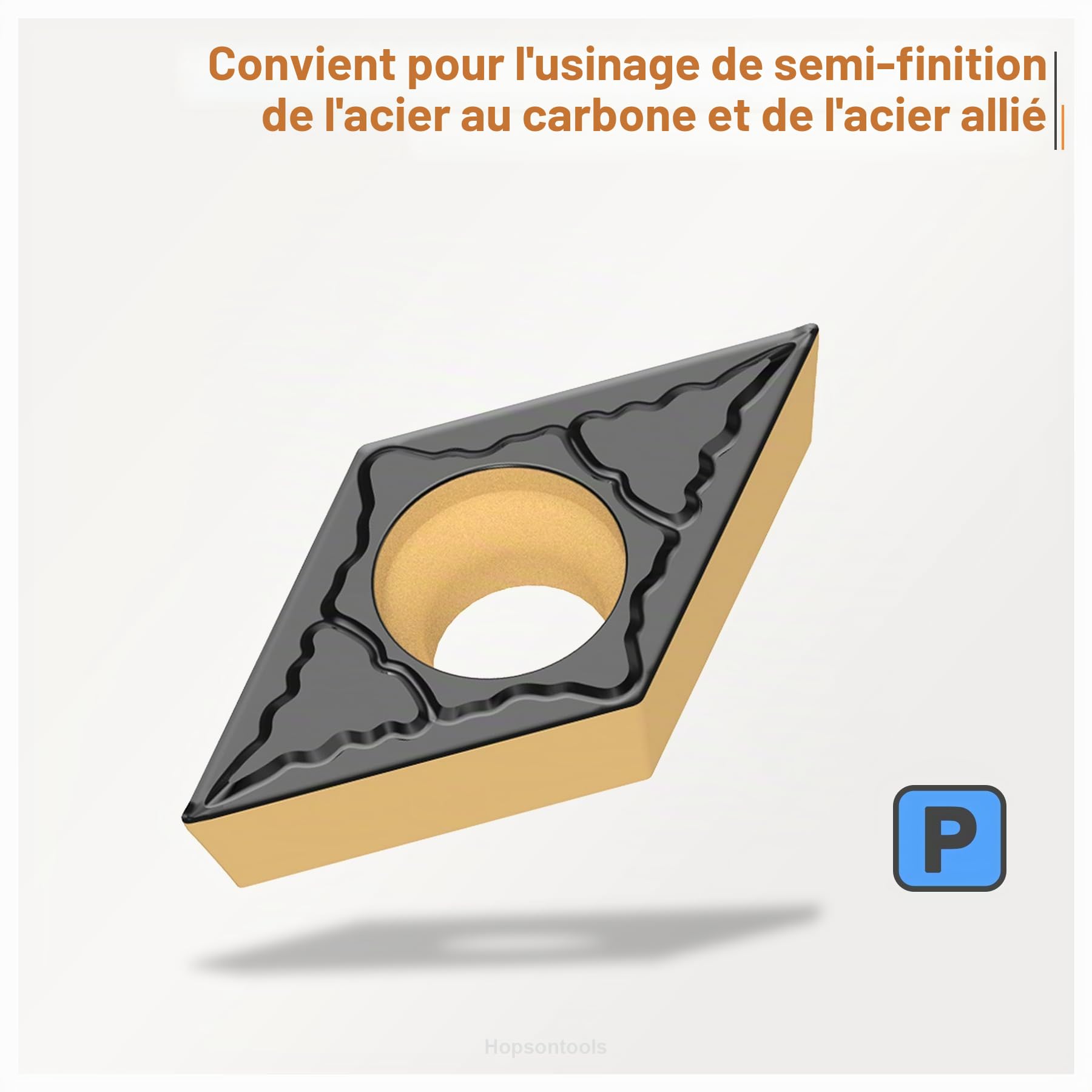 Plaquette de tournage DCMT 11T304 DCMT32,51 Pour semi-finition dans acier, tournage mécanique, CVD Revêtement, 10 Pièces.