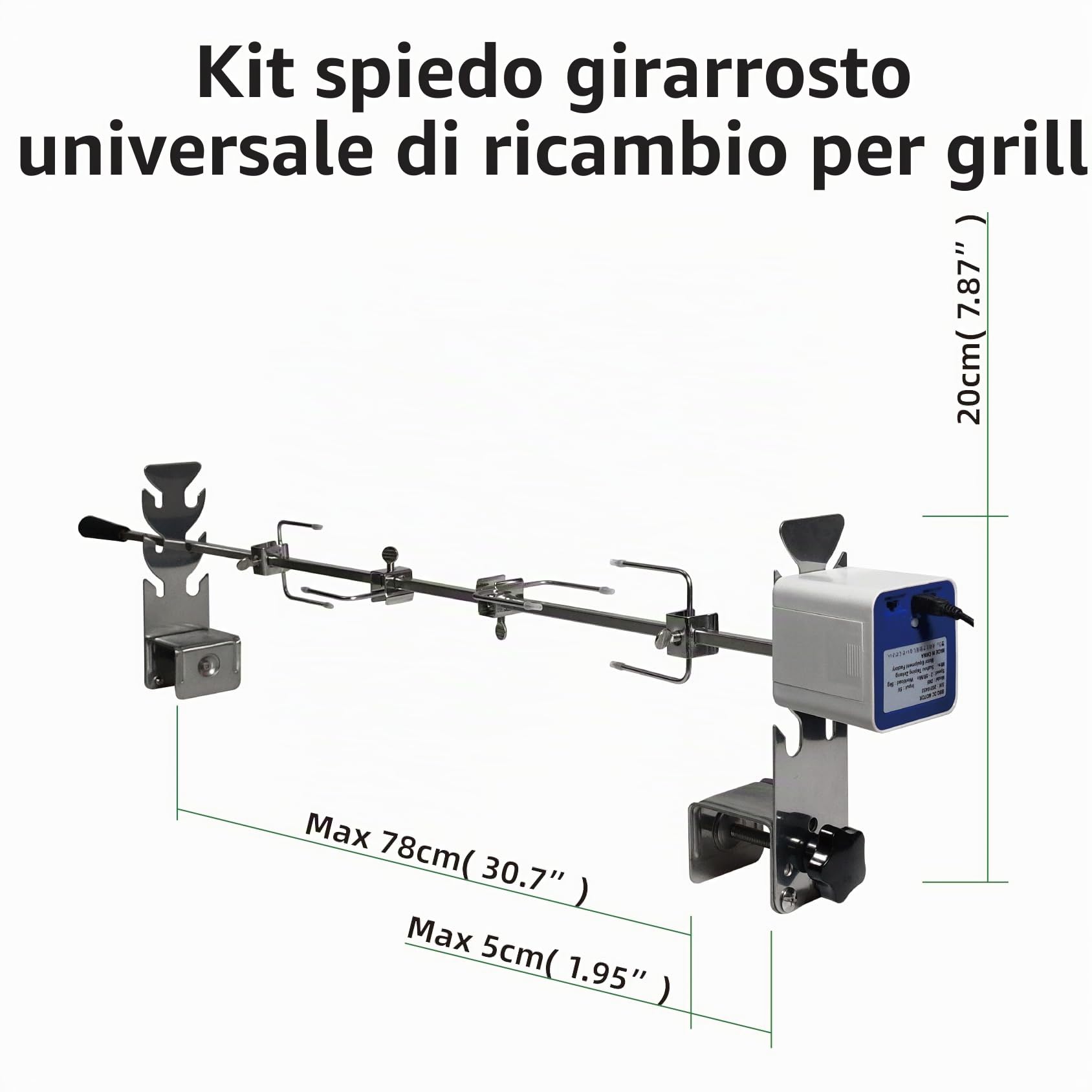 Kit girarrosto Sostituzione Universale 5078a Installazione Rapida Portatile Spiedo Grill Campeggio All'aperto Barbecue Tre Altezze Lunghezza Regolabile Strumento di Cottura Accessori per Girarrosto
