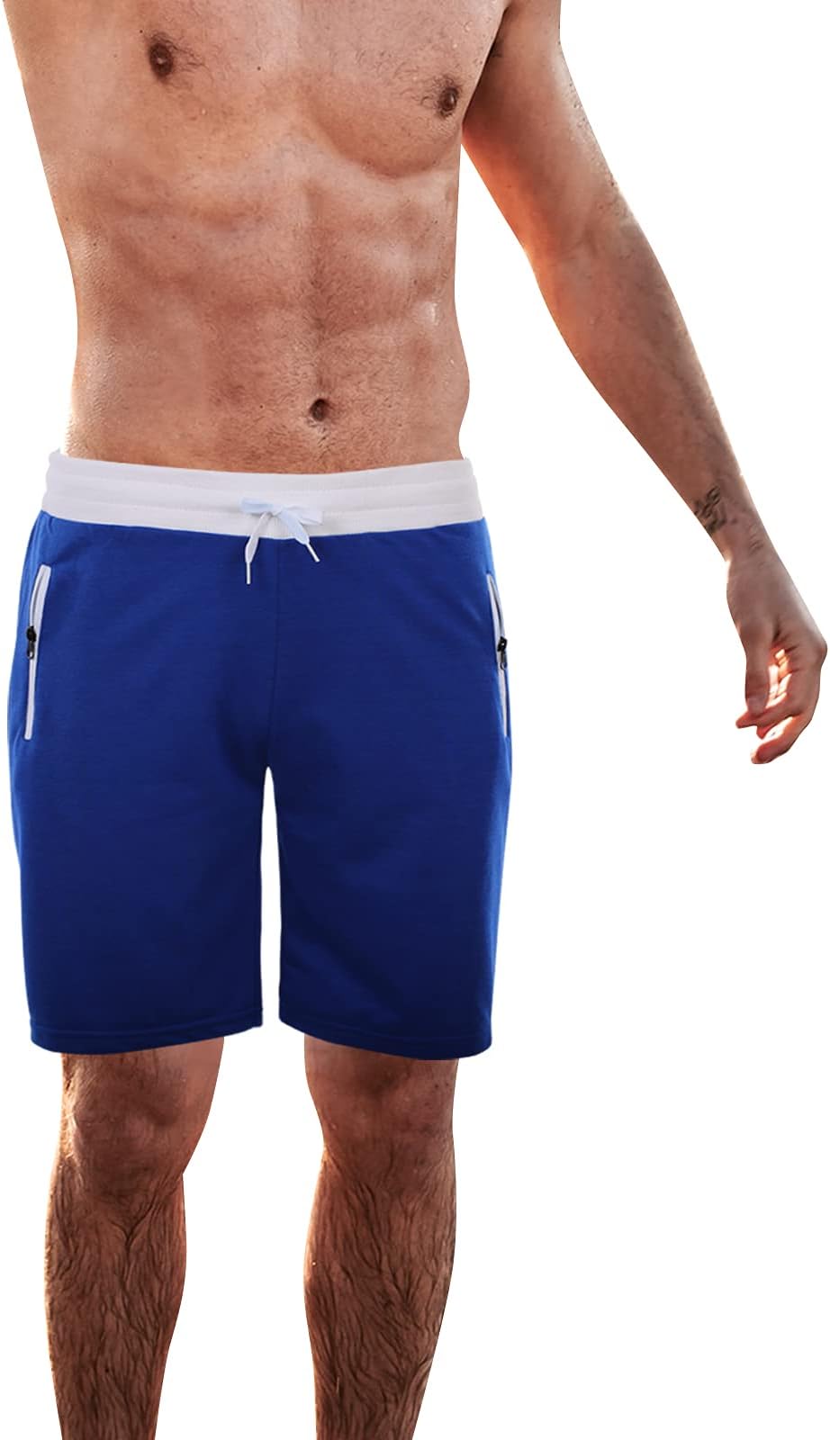 Men’s Swim Trunks Quick Dry Board Shorts Long Solid Swim Boxer Swimwear with Zipper Pockets and Mesh Lining