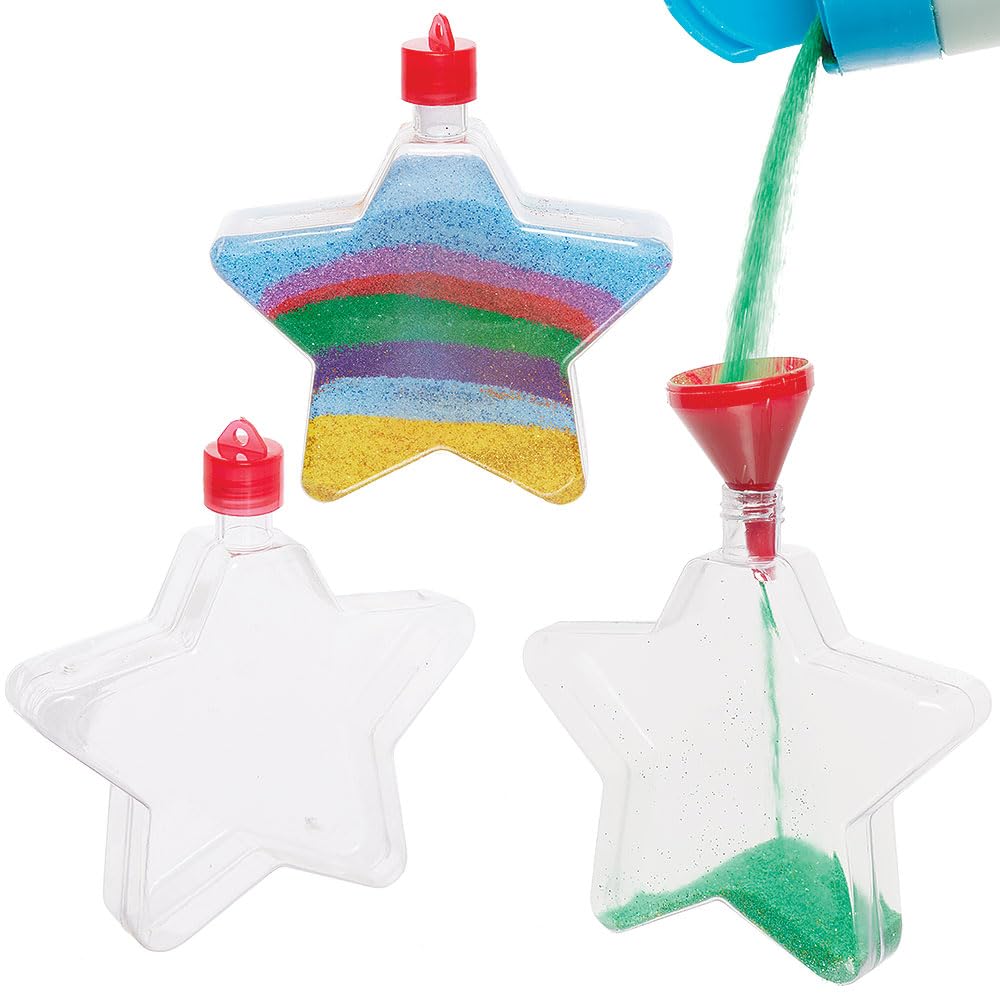Baker Ross VC240 Star Sand Art Bottles - Pack of 5, Star-Shaped Sand Art Bottles