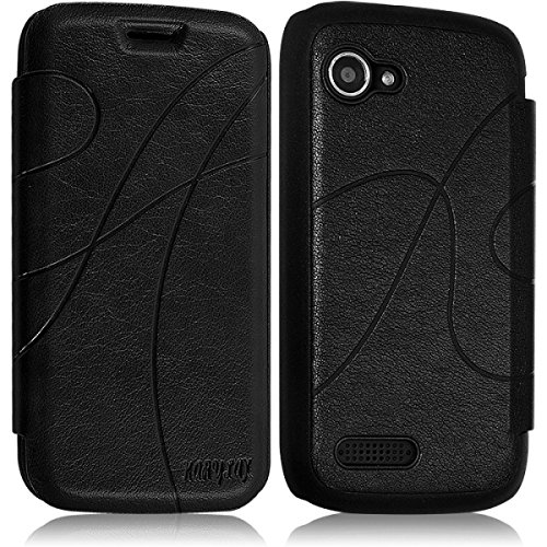 KARYLAX Seluxion - Coque Housse Etui à Rabat latéral et Porte-Carte pour Wiko Cink Slim 2 Couleur Noir