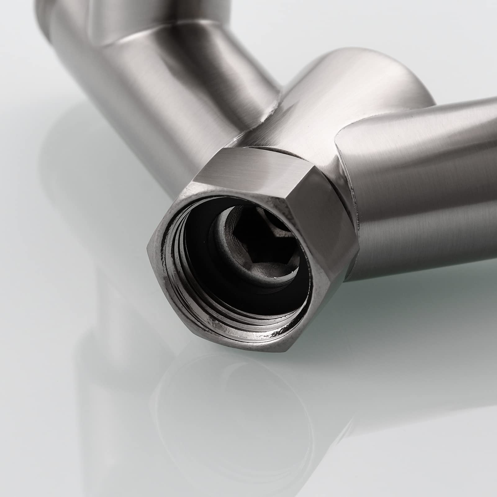 Tecmolog DSF014ANA Répartiteur en Y 2 voies 1/2" Adaptateur en laiton Vanne de dérivation Douche avec vannes d'arrêt Nickel brossé