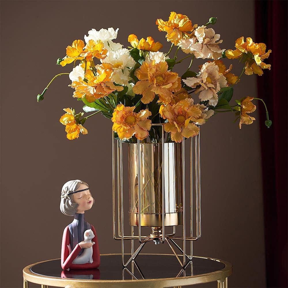 Home Trends India Metal Geometric Designer Gold Pillar Flower Vase with Removable Glass Modern Design for Pot, Gift, Home Decor, Bedroom, Office Corner, Christmas, New Year Décor Item (Gold) (B0CV5F2GYH) Amazon Price History, Amazon Price Tracker