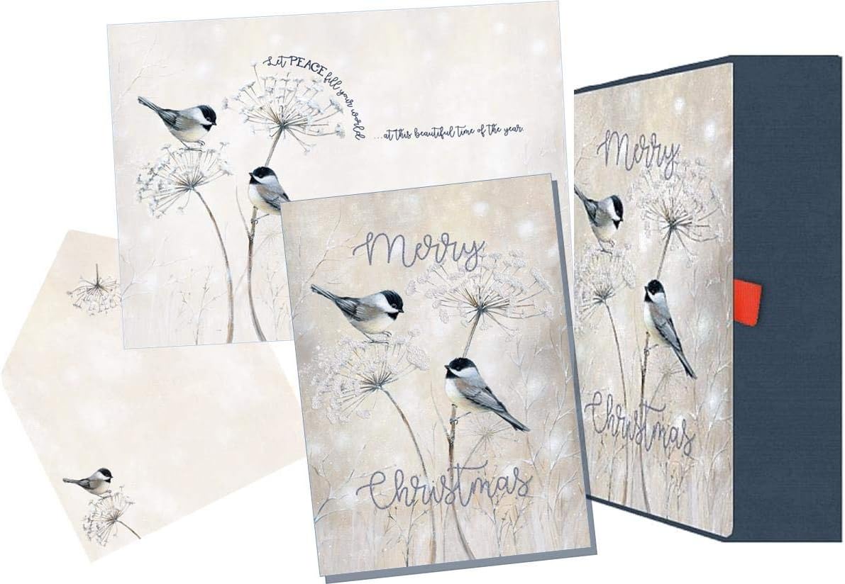 LPG Performing Arts Keepsake Box, Glitter Embellished with Full Color Inside Designs Chickadees, 87147-14