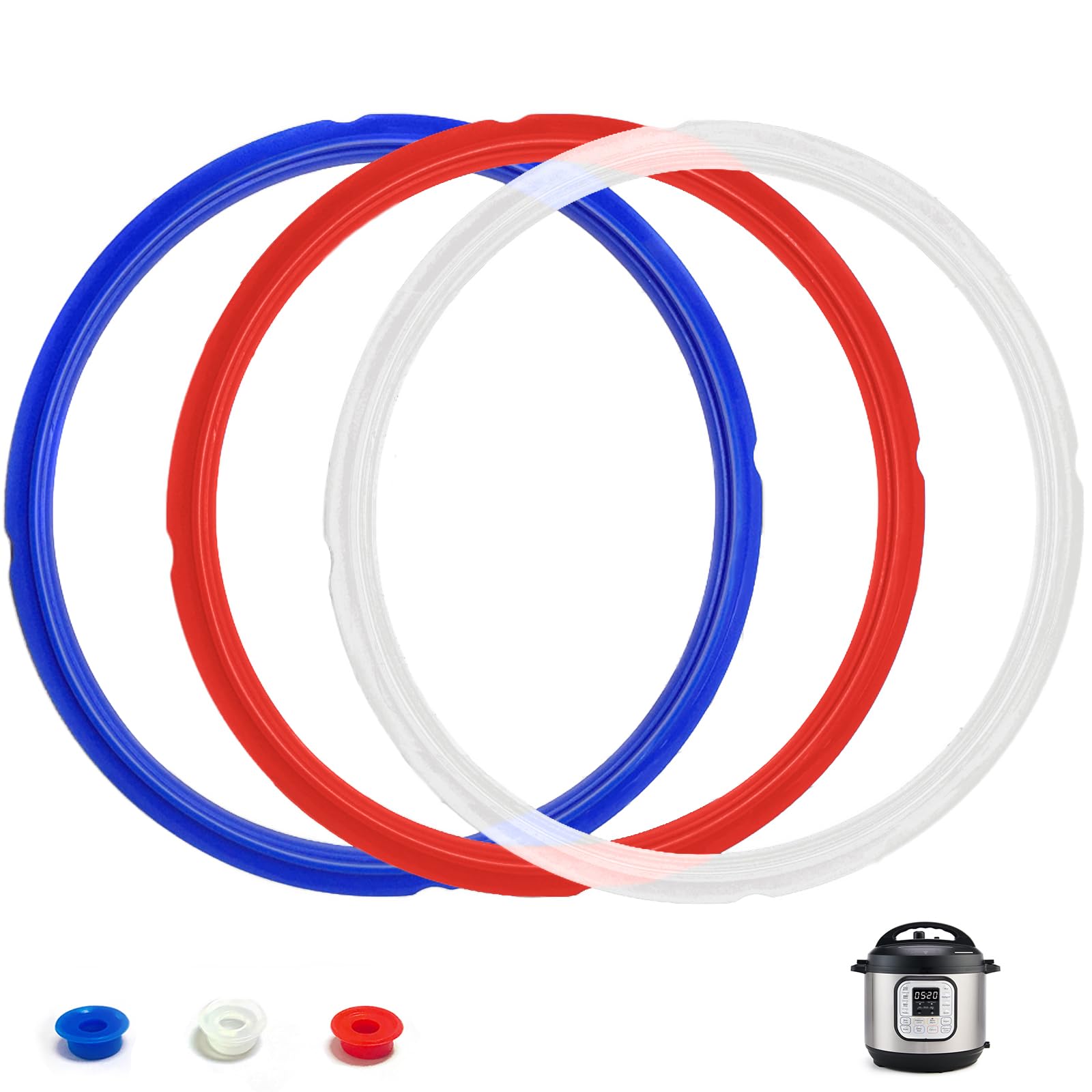 3 Pcs Food-Grade Silicone Sealing Ring - Instapot Silicone Seal Ring Replacement, Color Coded with 3 Different Colors, Sweet and Savory Edition - Perfect Accessory for 5/6 qt Instant Pot