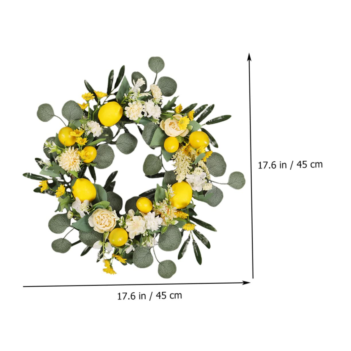 Sommerlicher Zitronenkranz Türkranz aus Seidenblumen, 1 Stück