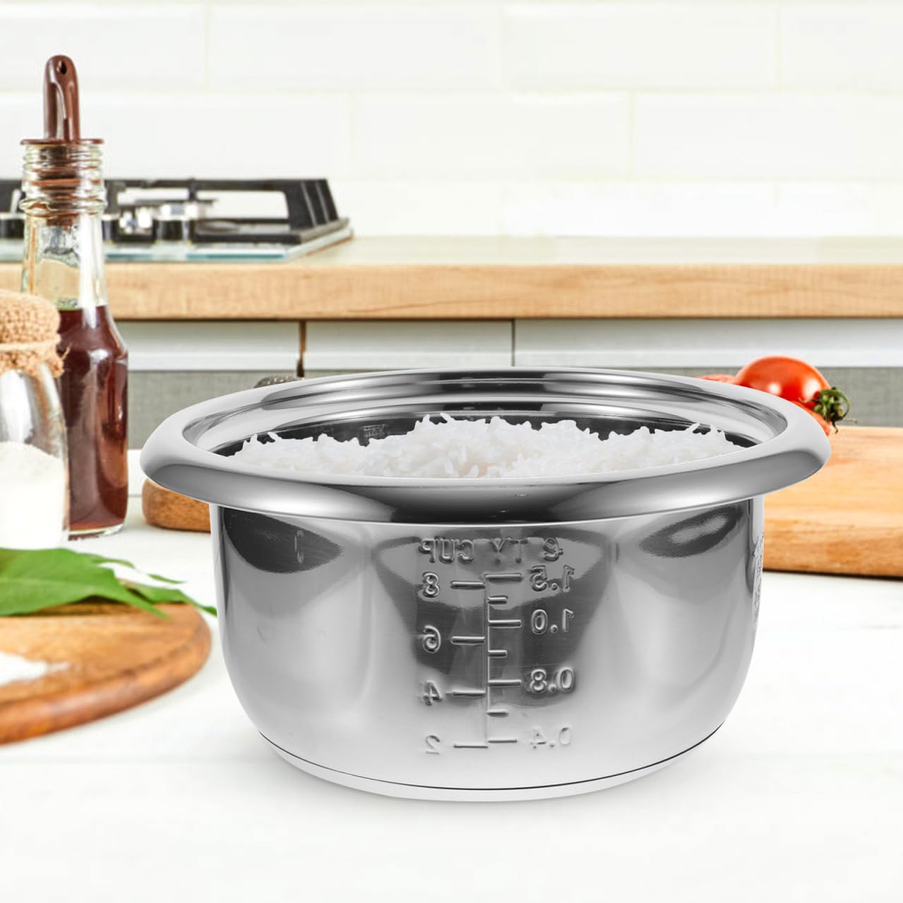 BESPORTBLE Pot Intérieur En Acier Inoxydable Pour Cuiseur À Riz Cuve Inox De Remplacement 25.00 X 25.00 X 11.70 Cm Récipient De Cuisson Pour Riz Soupe Et Gâteau À La Maison