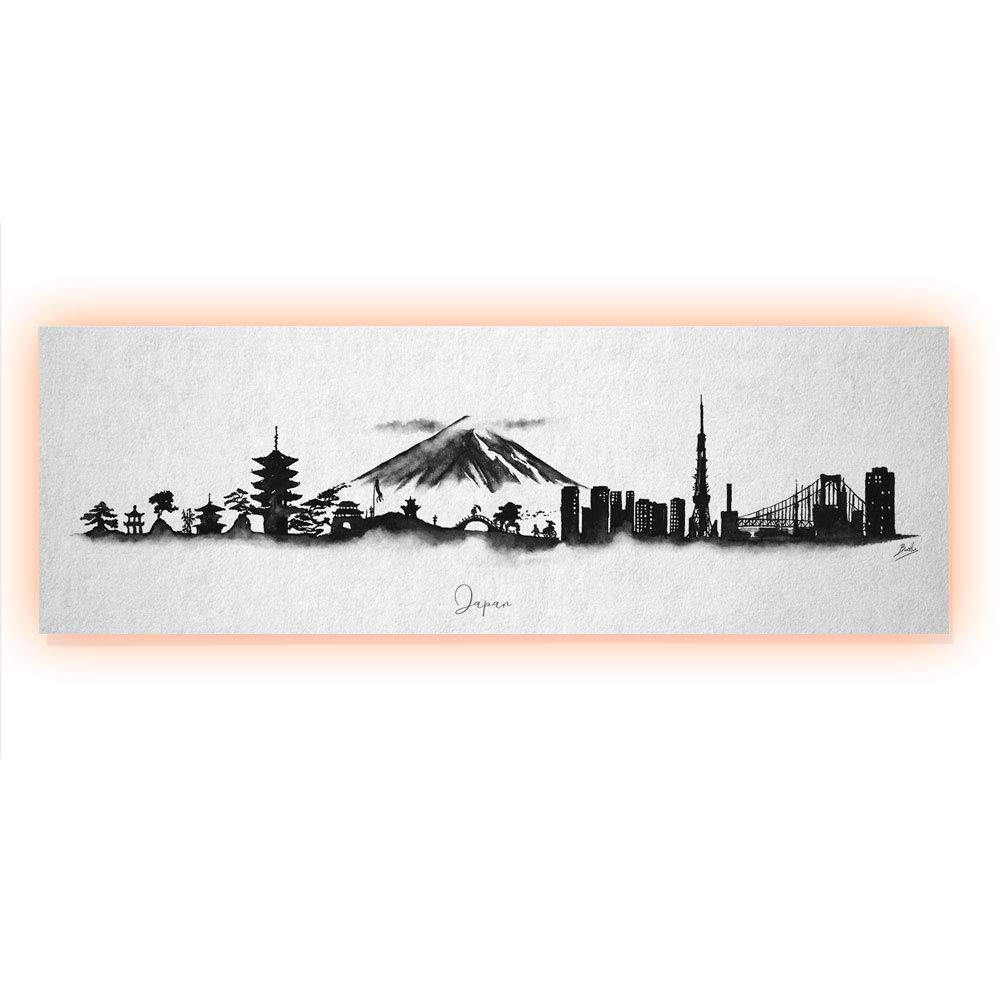 Skyline Tokyo Decorative Picture 90 x 30 cm with LED