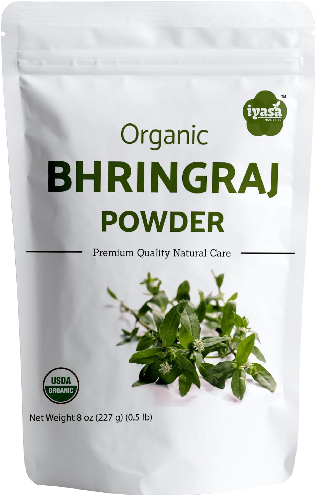 Organic Bhringraj Powder 8 oz - Pure Eclipta Alba Herbal Hair Oil Mix Ayurvedic Powders for Hair Growth & Skin - Natural Herbal Hair Care, Pure Ayurveda Products by Iyasa Holistics