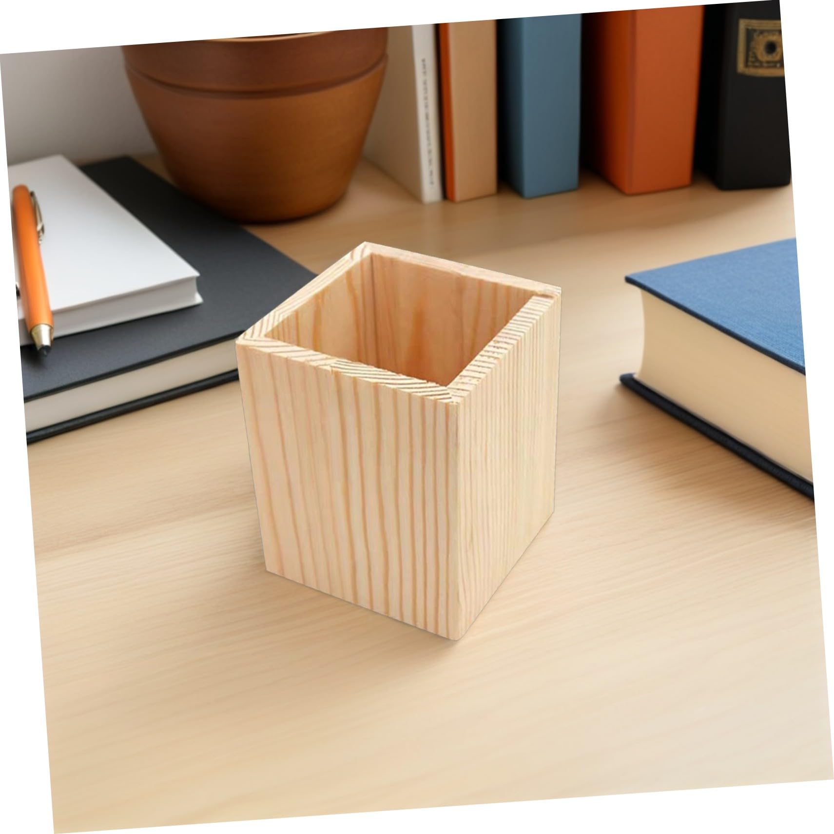 10 Pezzi Portapenne in Legno di Pino Geometrico Multifunzionale per Scrivania Organizer per Pennelli Penne e Piante Succulente Resistente e Decorativo per Ufficio e Casa