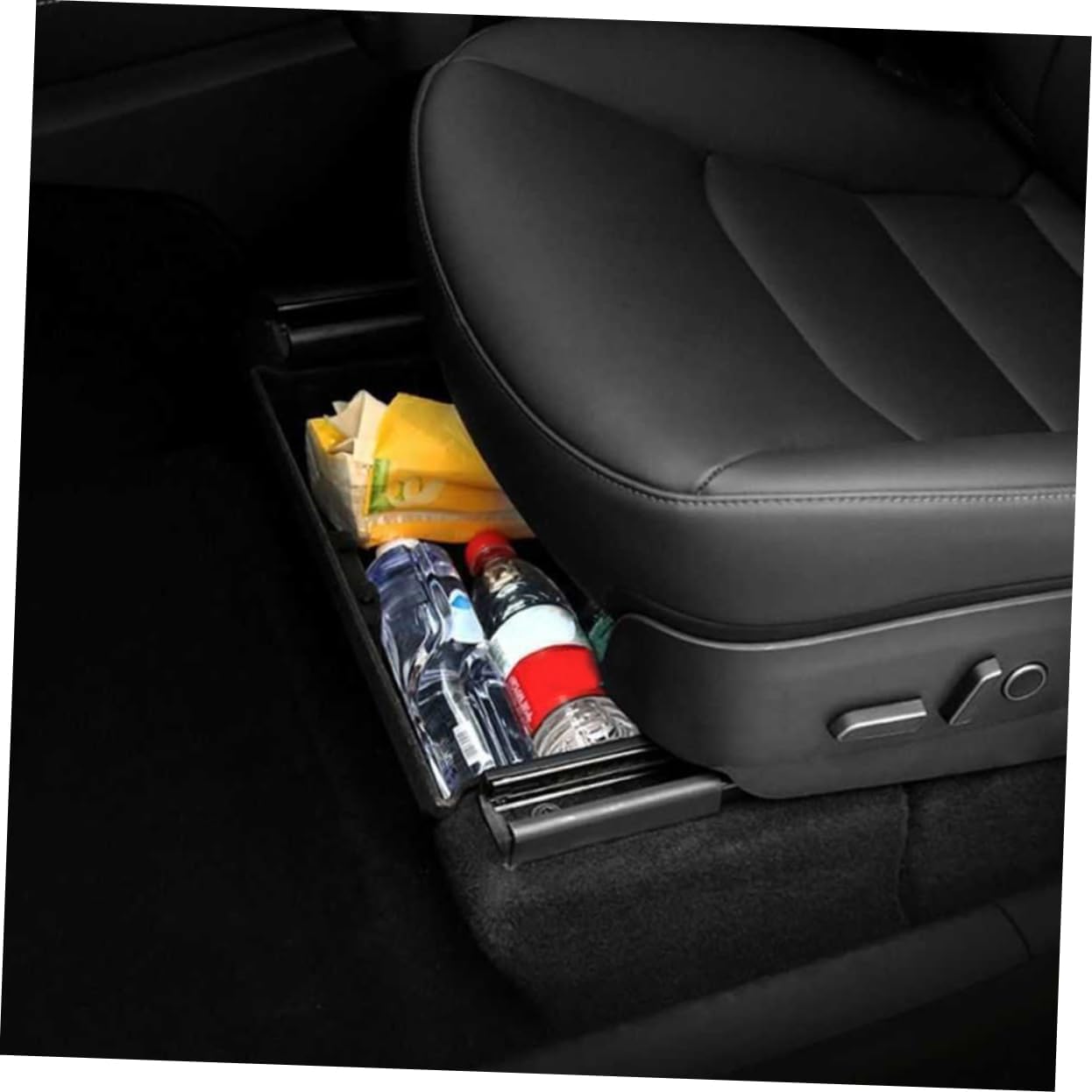 Cabilock Model Y Under Seat Storage Box 2020-2021 Vehicle Storage Container Hidden Tray Sturdy Black Auto Sundries Case for Organizing Car Accessories