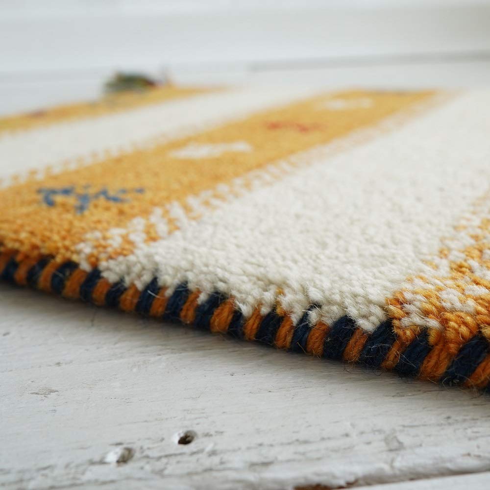 手織りラグ ギャッペ ウール 玄関マット 70 120 手織り ギャベ