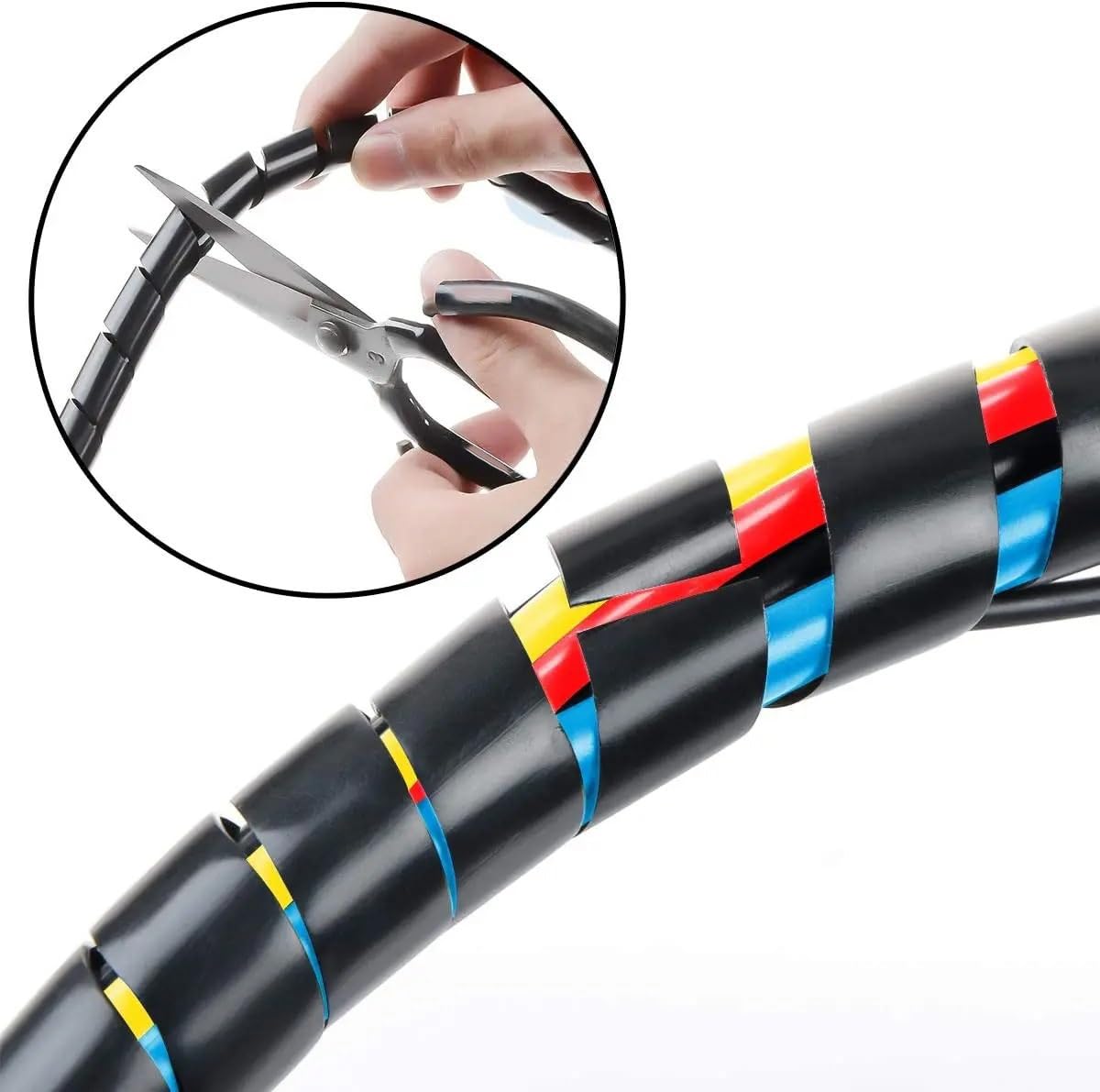 Tubo avvolgicavo a spirale da 5 metri, diametro interno da 8 mm a 16 mm, manicotto for la gestione dei cavi for l'organizzazione della protezione dei cavi(ID 30mm)