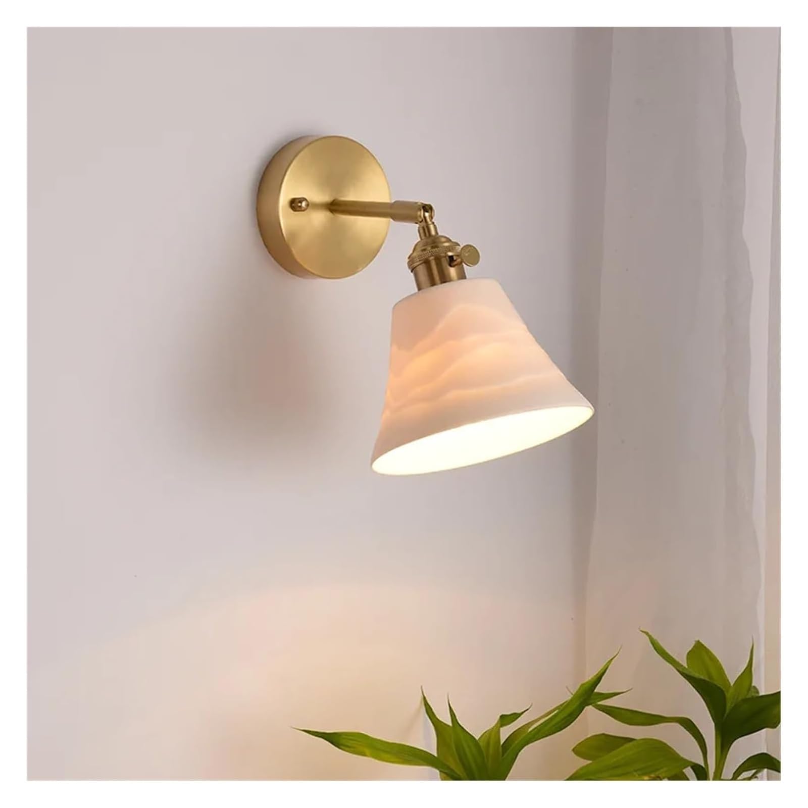 HXYSXHJUO Wall Lamp Retro Japanese Brass Mirror Front - Bedroom Bedside Ceramic Lampshade Home Led Sconce Light Lighting Fixture, Chandeliers Modern