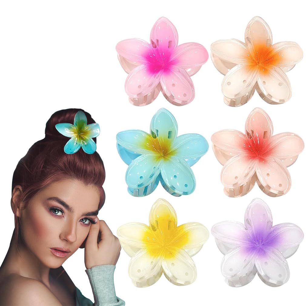 6 Pcs Flower Hair Clip, Nonslip Flower Claw Clips Strong Hold Hawaiian Claw Clip