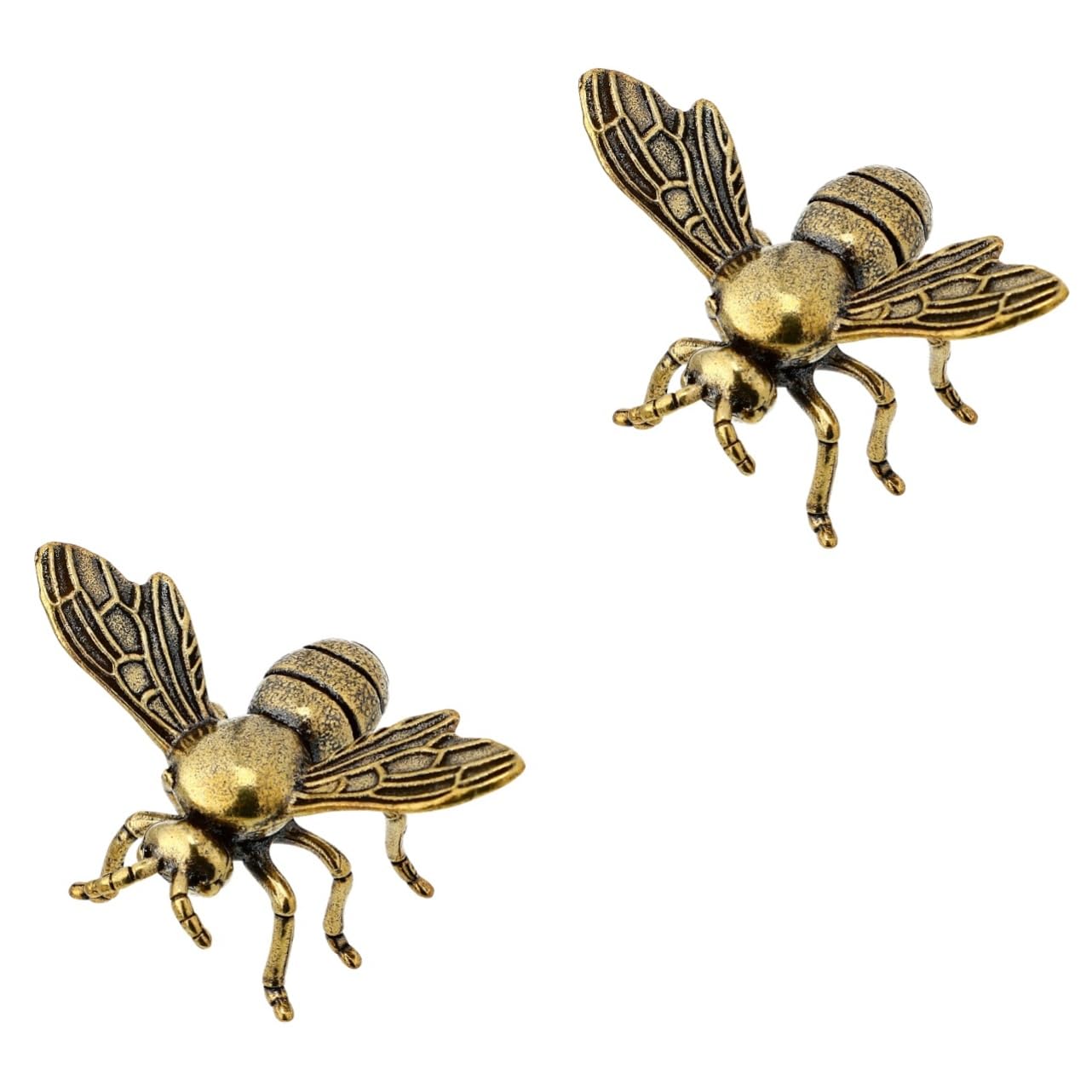 JEWEDECO 2pcs Brass Bee Figurine Creative Small Desktop Decor Vintage-inspired Bee Shaped Ornament for Brass Material Elegant Decorative Craft