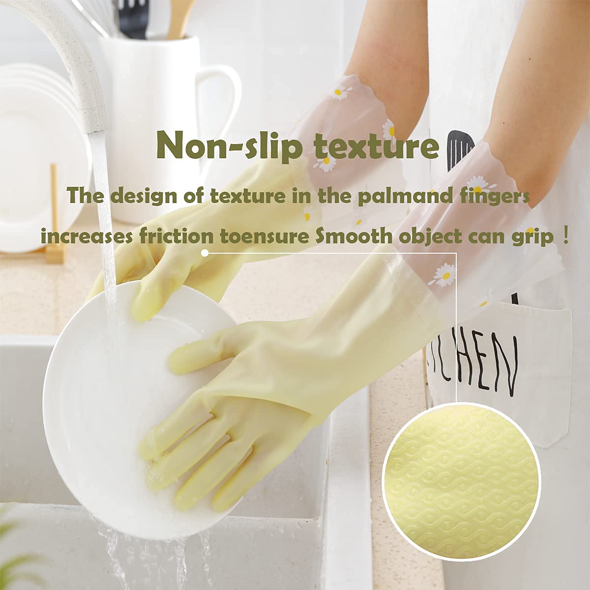 Guantes de limpieza para lavar platos, 3 pares – Guantes de goma reutilizables antideslizantes para la cocina, jardinería, impermeables, para el hogar