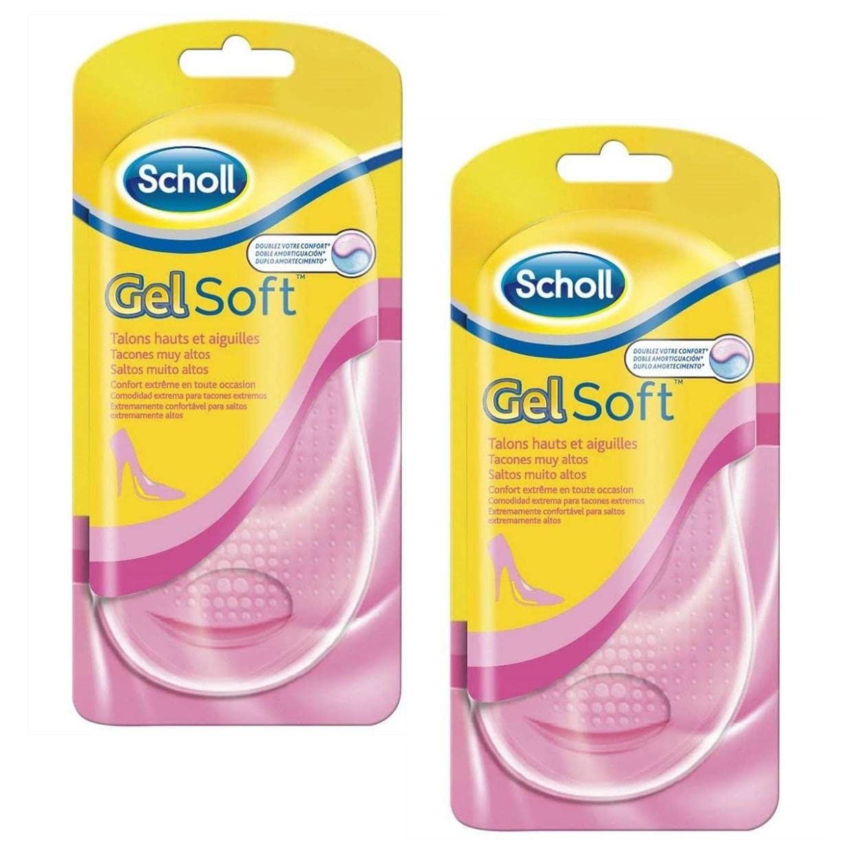 Scholl – Juego de 2 plantillas de tacón alto y agujas, funda de 2 plantillas