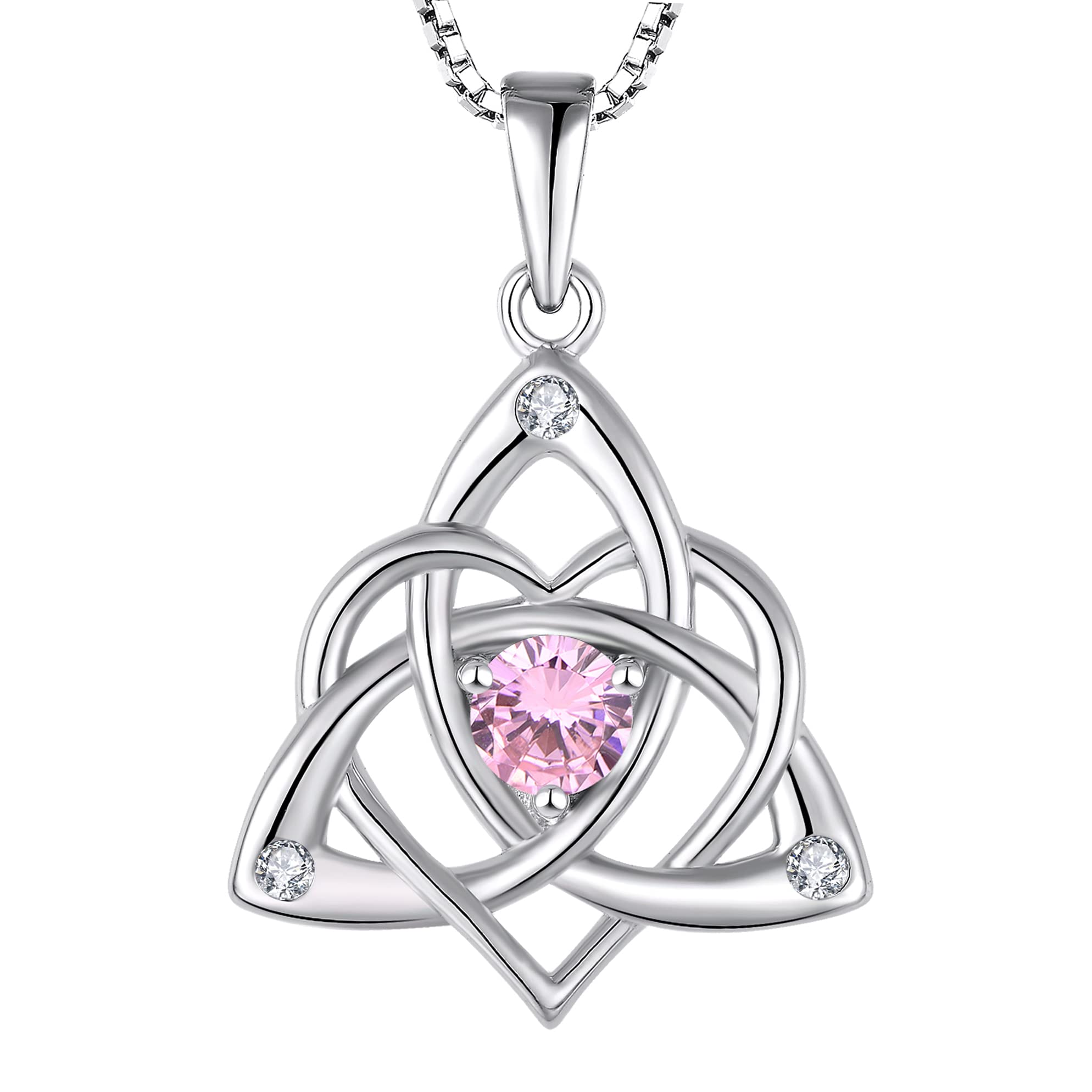 starchenie Collana con Nodo Celtico Collana con Pietre Portafortuna a Cuore in Argento 925 per donna