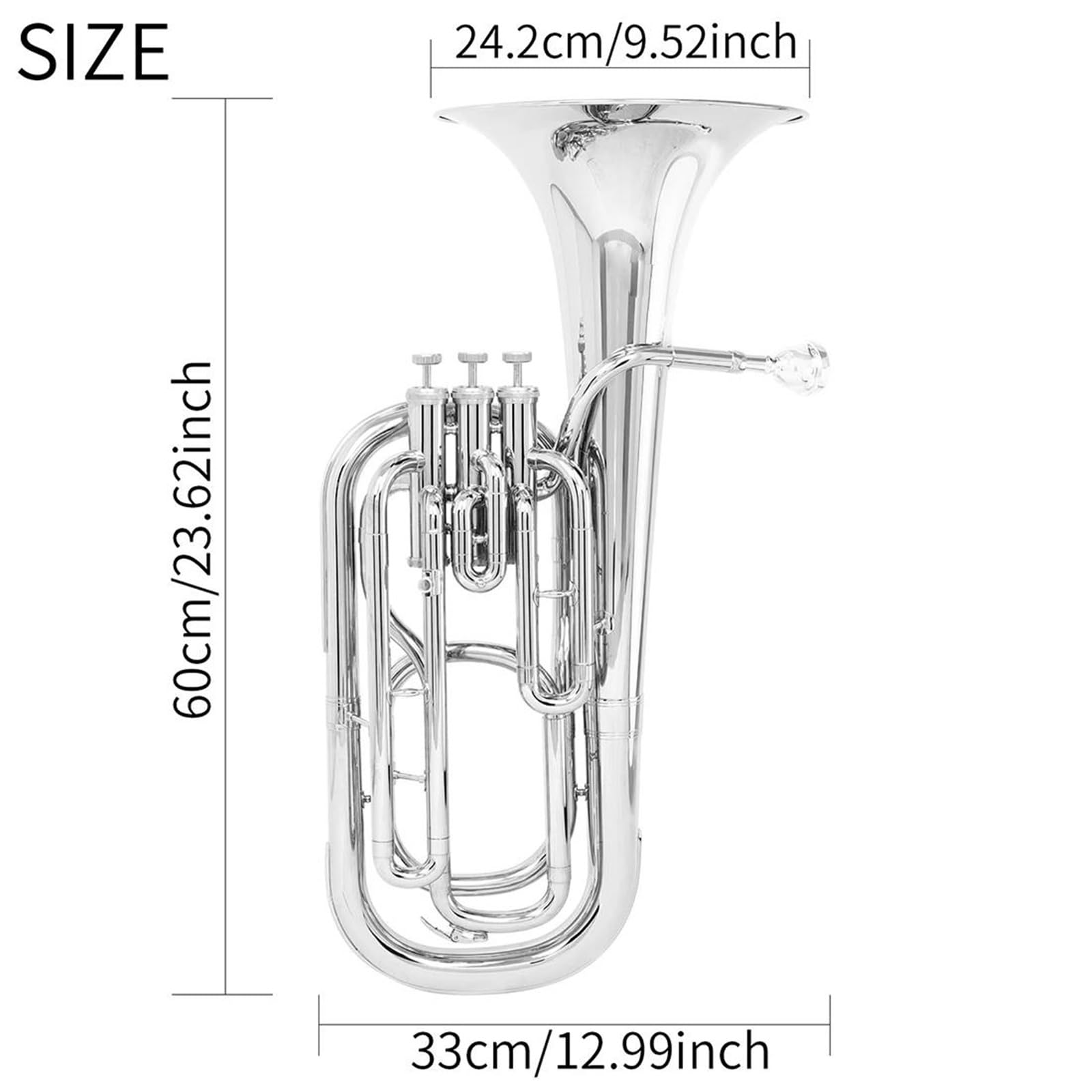 Eufonium Tenor Horn Bb Flat 3 Kluczowe Pionowe Części Do Instrumentów Z Mosiądzu Akcesoria Rękawiczkami