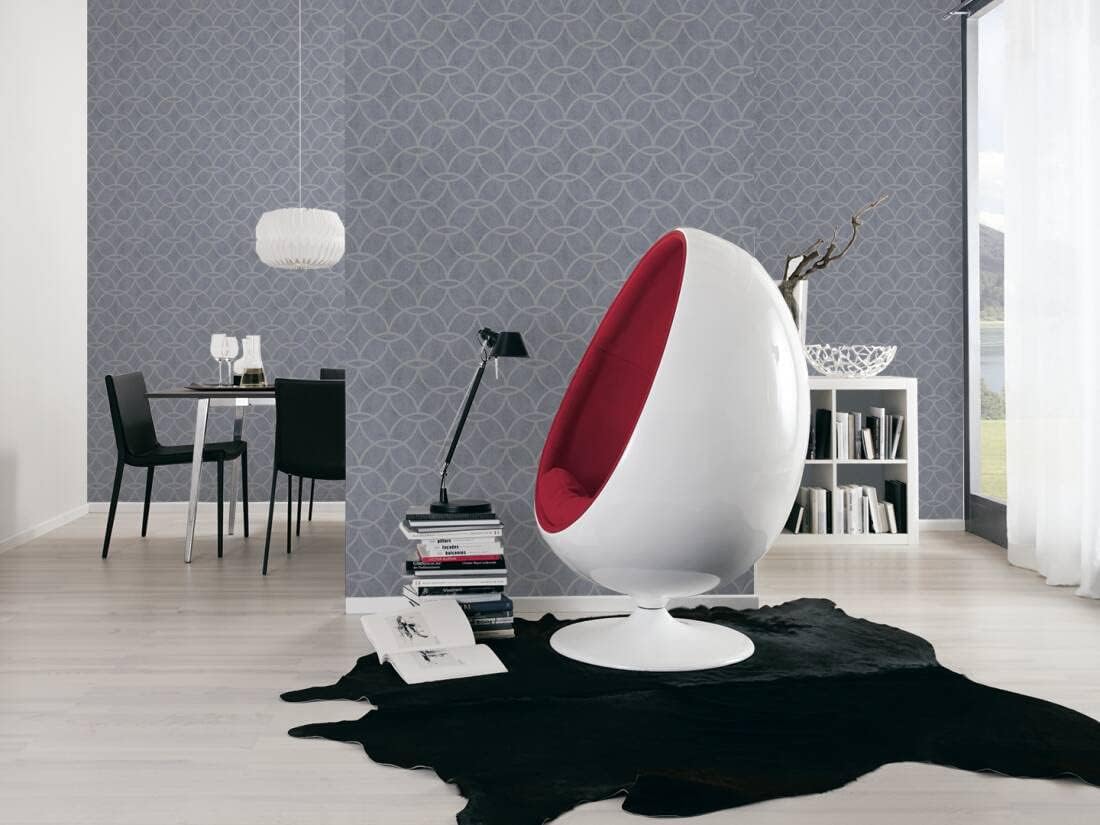 CONCORD WALLCOVERINGS ™ Textured Wallpaper Graphics Modern Geometric rhombs, Blue Grey Metallic. Silver, 21 in x 33 Ft (56 sq. ft), 375644