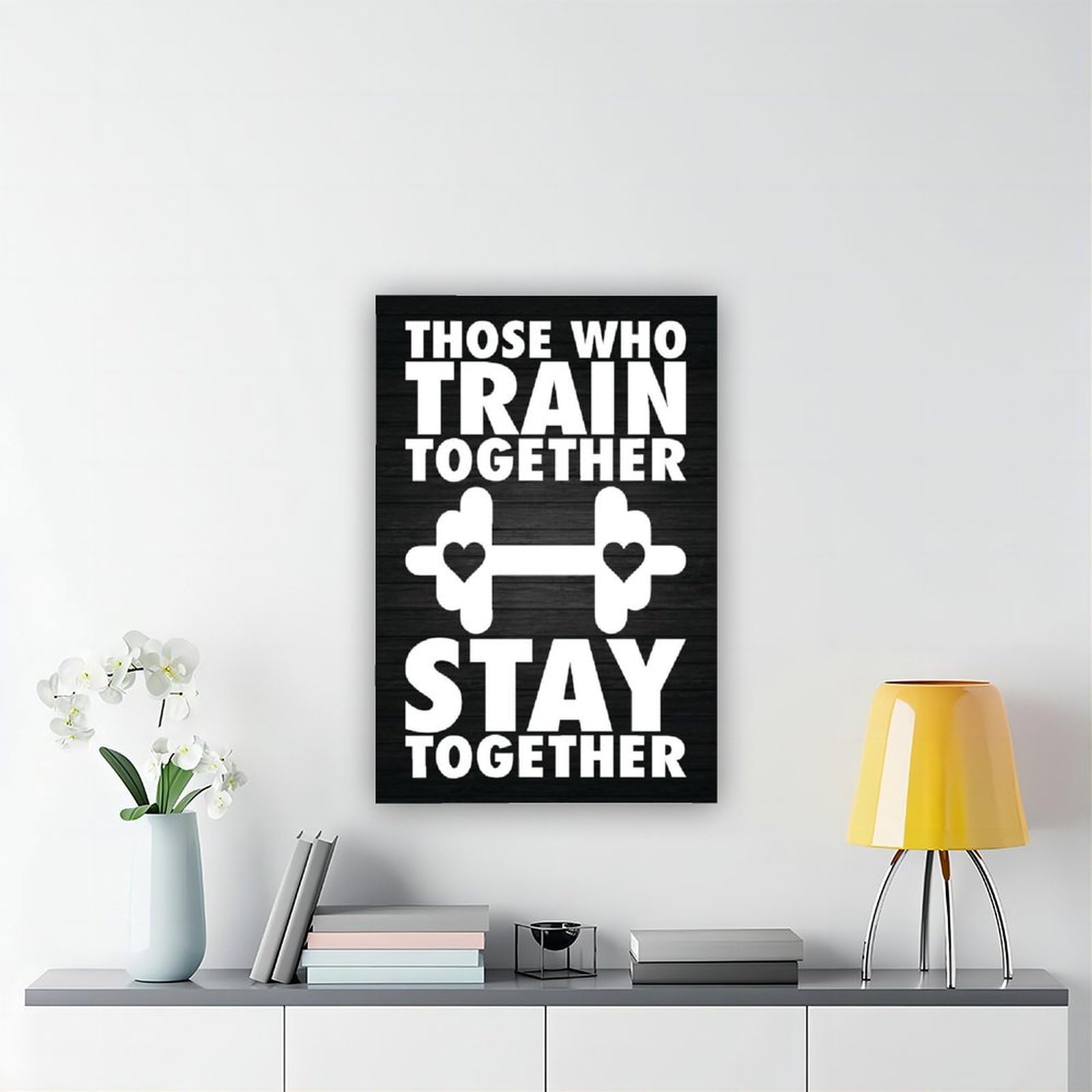 Póster motivacional con texto en inglés "Train Together Stay Motivational", arte de pared para gimnasio, hogar, estudio, oficina, decoración de 50 x 75 cm